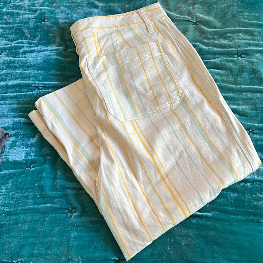 NWT 34P Madewell Wide-leg Crop Striped Trousers